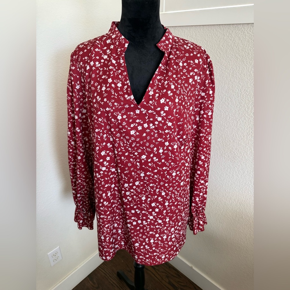 Women's Red Floral Blouse